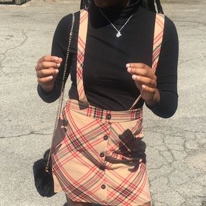 Plaid overall skirt